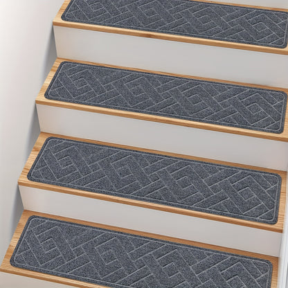 Non-Slip Stair Treads 15-Pack 8"x30" Grey – Peel & Stick Self-Adhesive Washable Polyester Pads for Wooden Steps, Indoor Stair Covers for Home Safety Kids Elderly & Pets, Canada