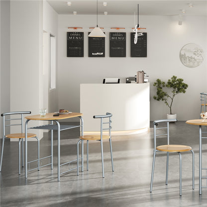 3-Piece Round Dining Table Set for 2 – Space Saving Kitchen Table & Chairs with Steel Legs, Storage Rack | Modern Compact Dining Set for Apartments, Dorm Rooms & Breakfast Nooks