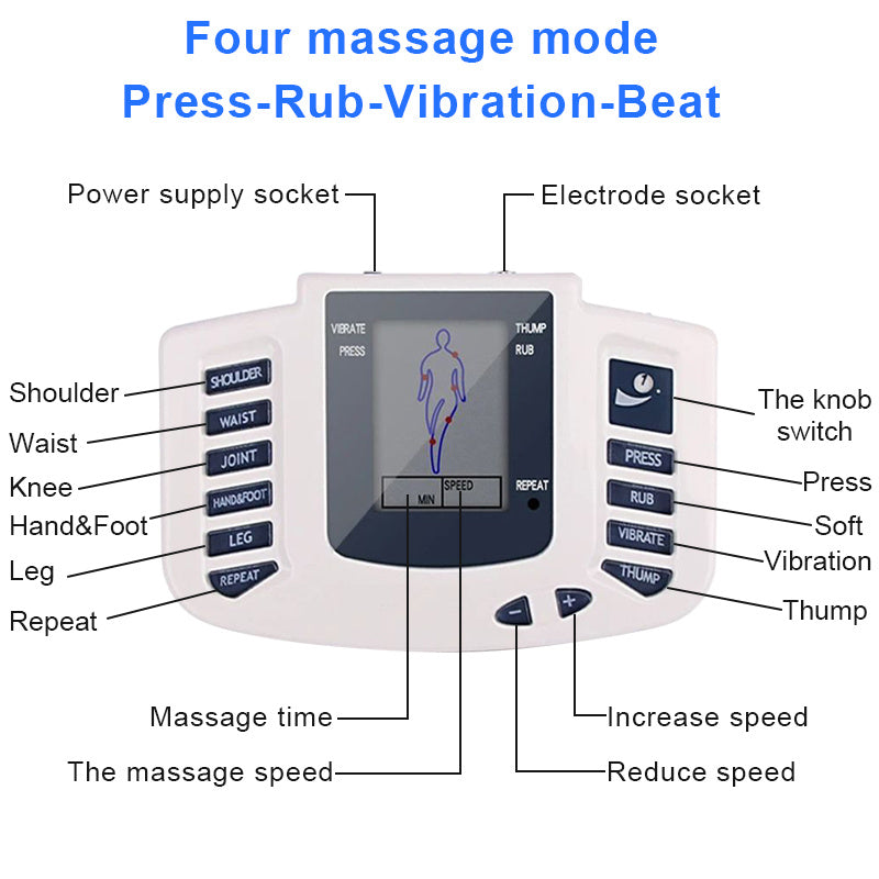 TENS EMS Dual Channel Muscle Stimulator | (4 Electrodes) for Relieving Back, Shoulder, And Knee Joints | Muscle Relaxation And Exercise Recovery, with 10 Modes And 8 Intensity Levels, The Best Gift for Family And Friends.