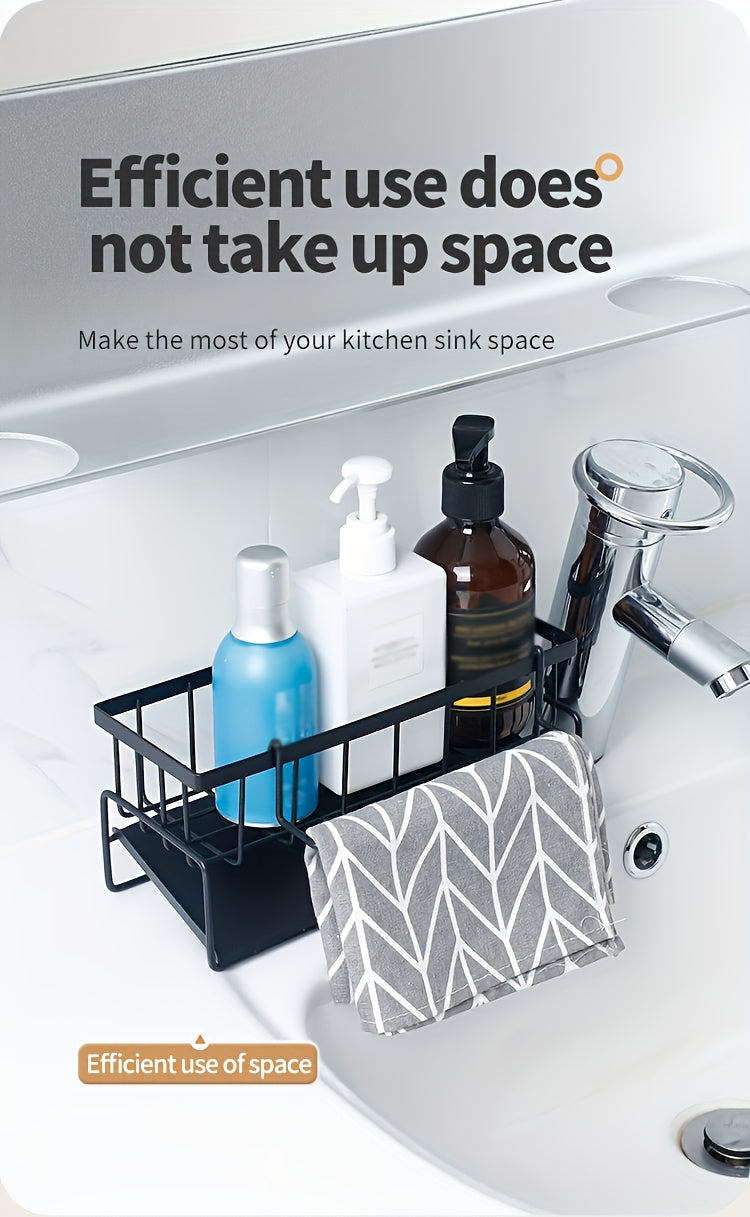 Kitchen Sink Organizer/Stainless Steel Sponge Holder/Sink Caddy for Brush, Soap, And Cloth/Space-Saving Countertop Storage for Kitchen Accessories/with Drainage
