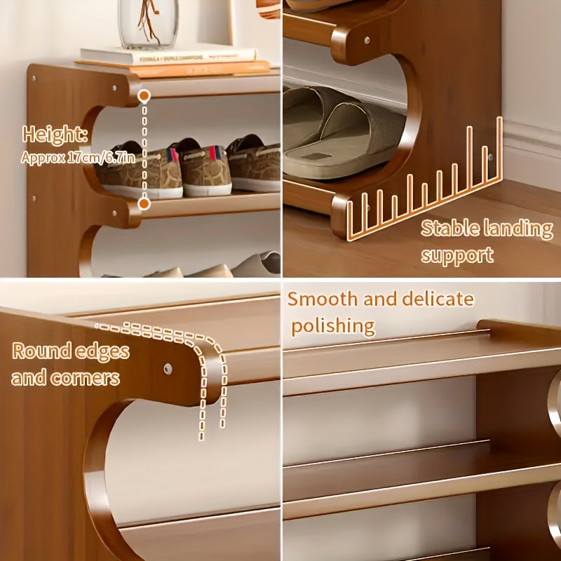 Multi-layer Bamboo Shoe Rack, Wood Grain Finish, Suitable for Dormitories And Home Entrances, Easy to Assemble, Brown, Freestanding, Practical Multi-layer Storage Rack, Home Storage, Multiple Scenarios.
