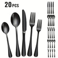 Stainless Steel Mirror Polished Modern Cutlery Set, 20pcs Silverware Flatware Set, Utensils Set Service for 4, Include Knife/Fork/Spoon, Dishwasher Safe, Party Tableware