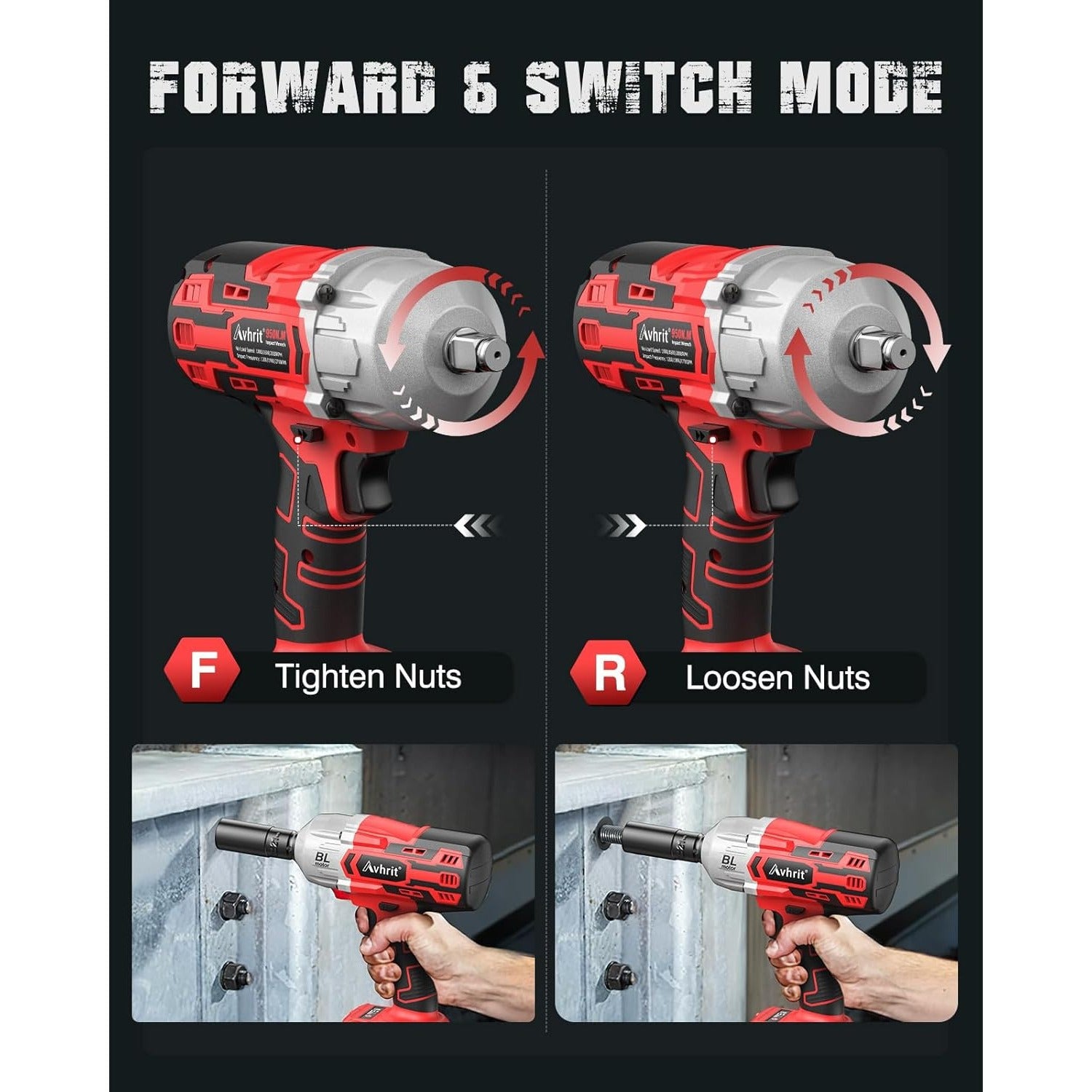 Uncovered 950N.M (700Ft-Lbs) Impact Wrench, 1/2 High Torque Electric Impact Gun W/ 2 X 4000Mah Battery, Fast Charger And 4 Sockets, Power Impact Driver for Car Tires Truck, a Great Holiday Gift for Husbands And Fathers