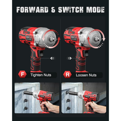 950N.m (700Ft-Lbs) Cordless Impact Wrench 1/2" Brushless – 2x4000mAh Batteries, Fast Charger, 4 Sockets & Storage Case, High-Torque Electric Impact Gun for Car Tires Trucks & Heavy-Duty Use, Canada