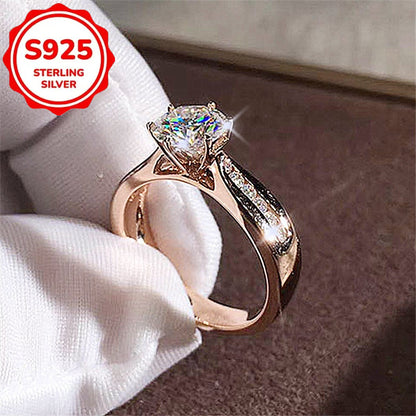 S925 Silver Moissanite Classic Ring for Women - Shiny Diamond-Like Stone, Hypoallergenic Comfortable Fit, Elegant Jewelry for Daily Wear, Birthdays, Anniversaries, Engagements & Weddings