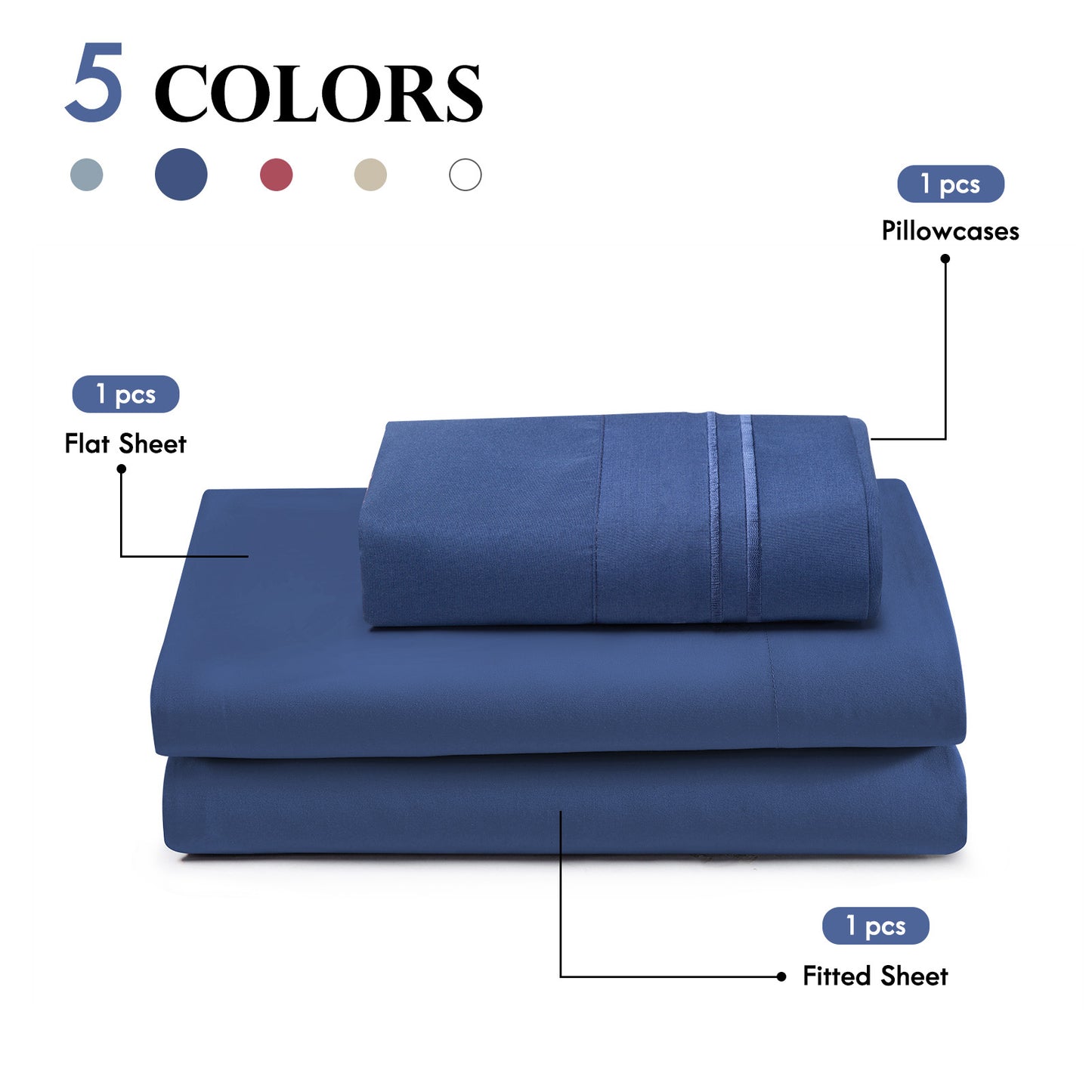 14-Inch Deep Pocket Bed Sheet Set – Lightweight Breathable Cooling, Wrinkle & Fade Resistant, Hotel Luxury Bedding, 3/4-Piece with Pillowcase, Flat & Fitted Sheet, Twin Full Queen King | ShopVora CA