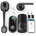 SMONET Smart Lock Front Door Lock Handle Set, Fingerprint Keyless Entry Digital Keypad Deadbolt Lock with Electronic Handle for Home Exterior Front Doors Auto Lock Wireless APP Control