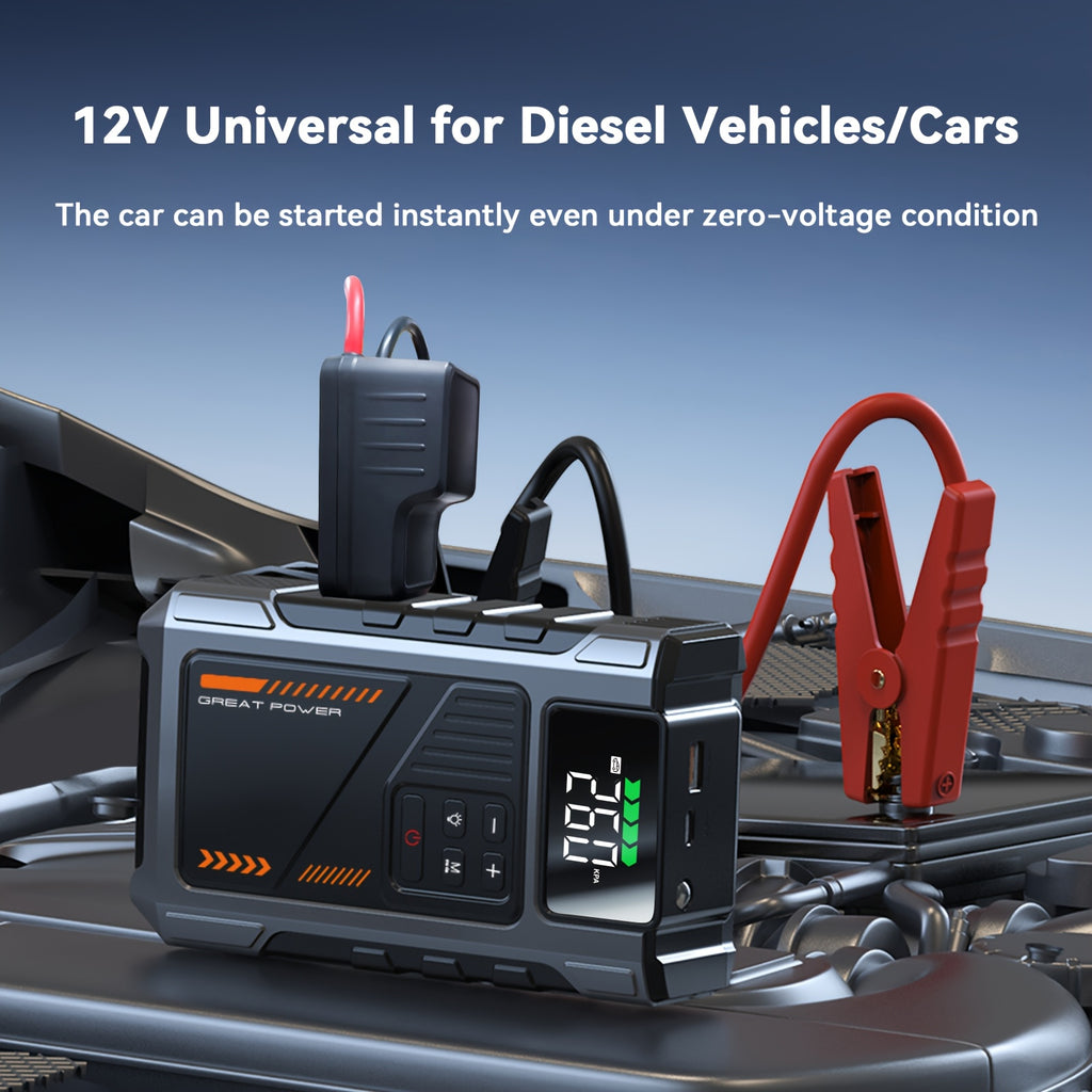 7000A Car Portable Wireless Car Air Compressor, Jump Starter With AirCompressor, Battery Jump StarterPortable Peak, Car Battery Charger Portable For12V(2.11gal Gas/1.72 gal Diesel) UsB Input/output, LED Emergency, Car Accessories Too