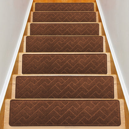 Non-Slip Stair Treads 15-Pack 8"x30" Grey – Peel & Stick Self-Adhesive Washable Polyester Pads for Wooden Steps, Indoor Stair Covers for Home Safety Kids Elderly & Pets, Canada
