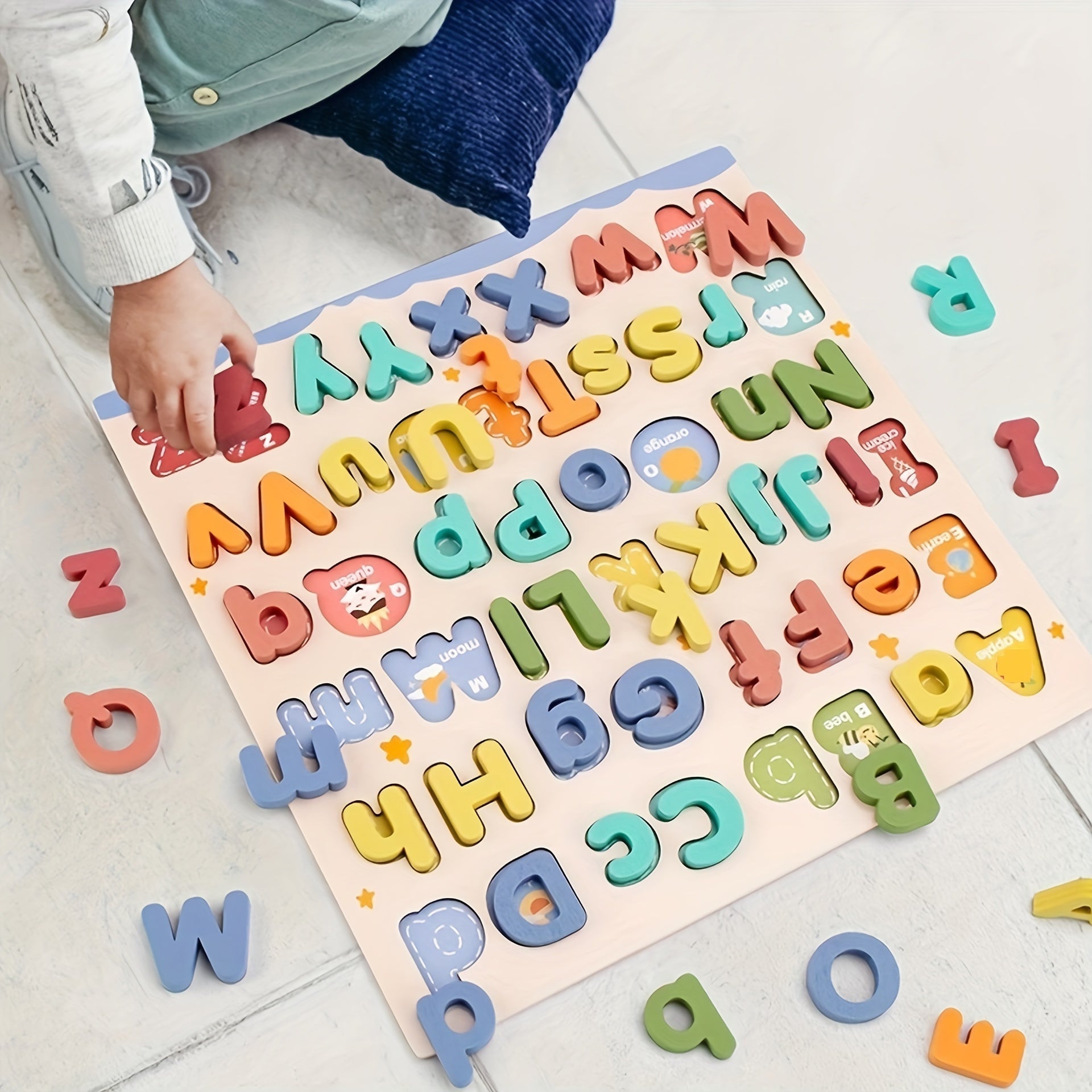 Youngsters's Wooden Letter Puzzle Board - 52 Uppercase And Lowercase Letters - Cognitive Development Toy Suitable for Preschool Education