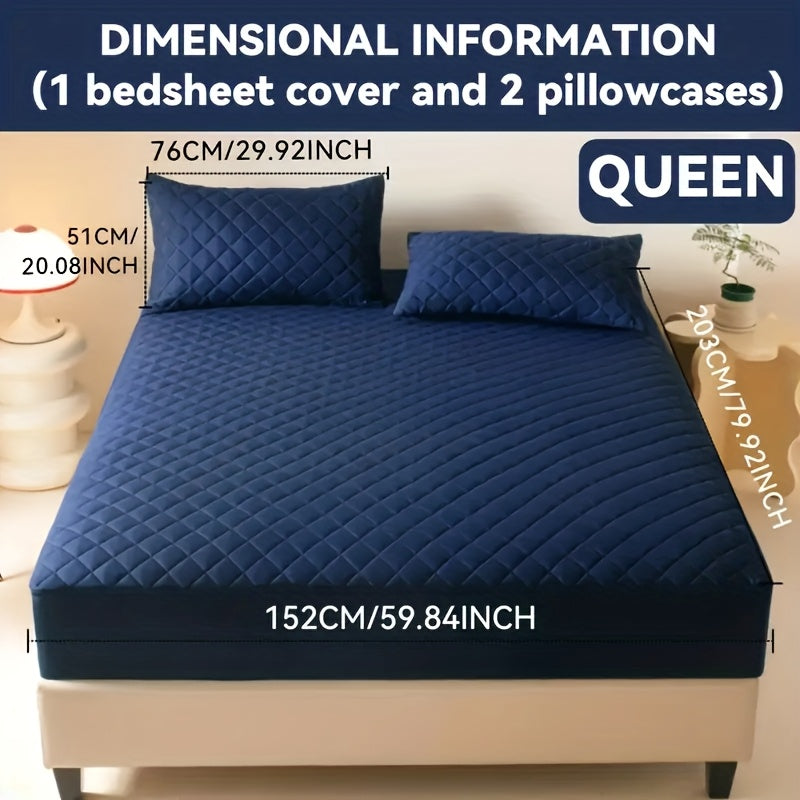 Waterproof Mattress Protector Set 2/3pcs, Thick Deep Pocket 9-15" Fitted Sheet & Pillowcase, Soft All-Season Bedding, Machine Washable – Twin Full Queen King, Multiple Colours