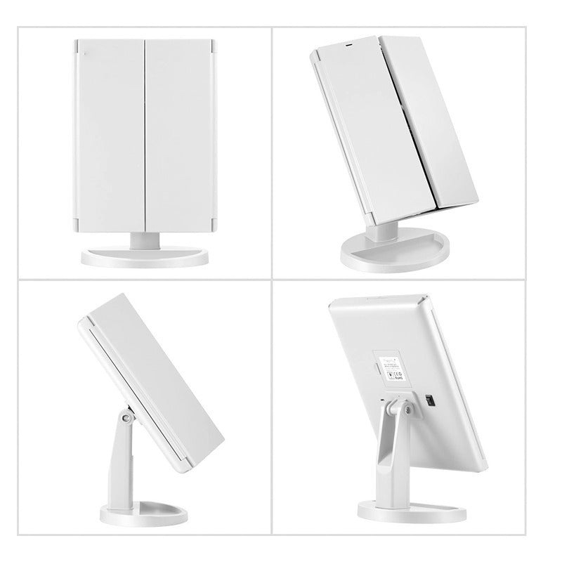 Vanity Makeup Mirror 1x/2x/3x Tri-Fold Makeup Mirror with 21 LED Lights and Adjustable Touch Screen Lighted Mirror Dressing Mirrors for Women