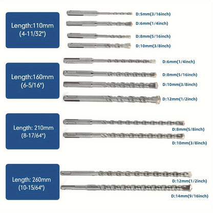17-Piece SDS Plus Hammer Drill Bits & Chisel Set with Storage Case – Masonry Concrete Stone Brick Hole Drilling Tool Kit for Rotary Hammer Drills | ShopVora CA