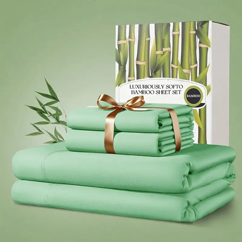2200TC Ultra Cooling Bamboo Bed Sheets 4pcs – Silky Soft Breathable Deep Pocket 16", Hotel-Quality Bedding Set for Hot Sleepers, King Queen Twin Full Size