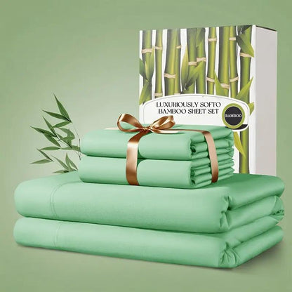 2200TC Ultra Cooling Bamboo Bed Sheets 4pcs – Silky Soft Breathable Deep Pocket 16", Hotel-Quality Bedding Set for Hot Sleepers, King Queen Twin Full Size