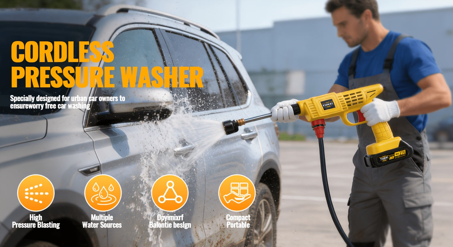 2026 New Portable Household Lithium-ion High-pressure Water Gun, High-pressure Cleaning Machine, Ergonomically Designed Grip, Suitable for Outdoor Vehicle Cleaning and Watering Operations, Courtyard Maintenance
