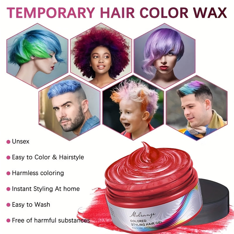 Hair Color Wax Temporary Styling Hair Wax, Easy to Wash, for Daily Styling, Can Mix Your Own Colours for Theme Carnival Festival, Halloween Dressing Party Use, Carnival/Mardi Gras/Masquerade