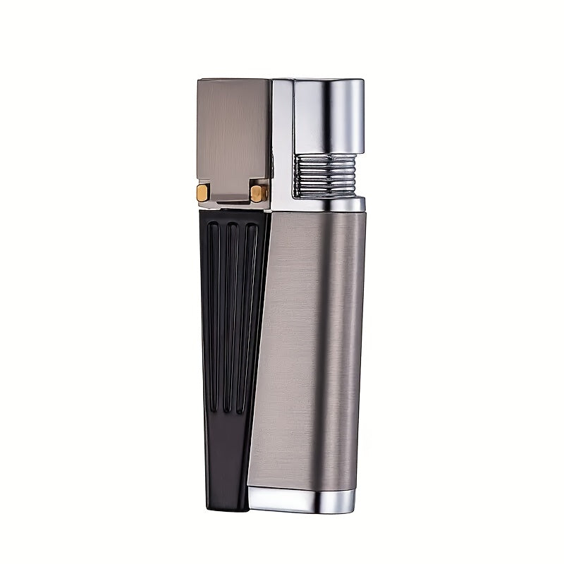 2-in-1 Pipe Lighter Folding Metal Butane Lighter with Pipe & Filter, Portable Multi-Purpose Open Flame Lighter for Men Smokers, Outdoor Camping Barbecue Kitchen – Refillable Butane Burner