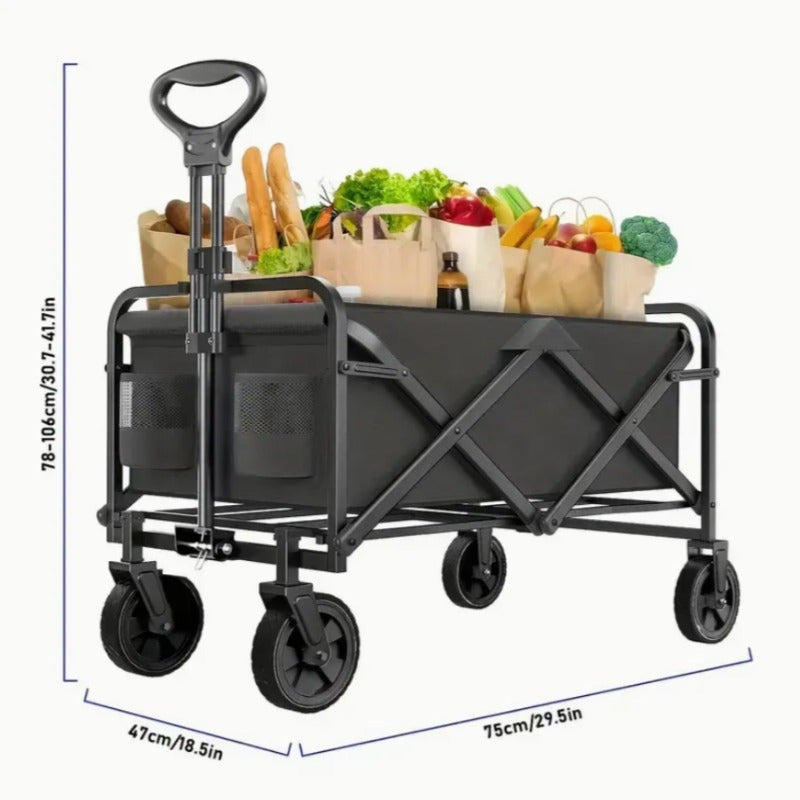 680/330/250LBS All Terrain Heavy Duty Folding Cart, Large Capacity Camper Suitable for Yard Shopping/ Sports/ Outdoor/ Gardening Equipment Handling, Black Multifunctional Utility Cart