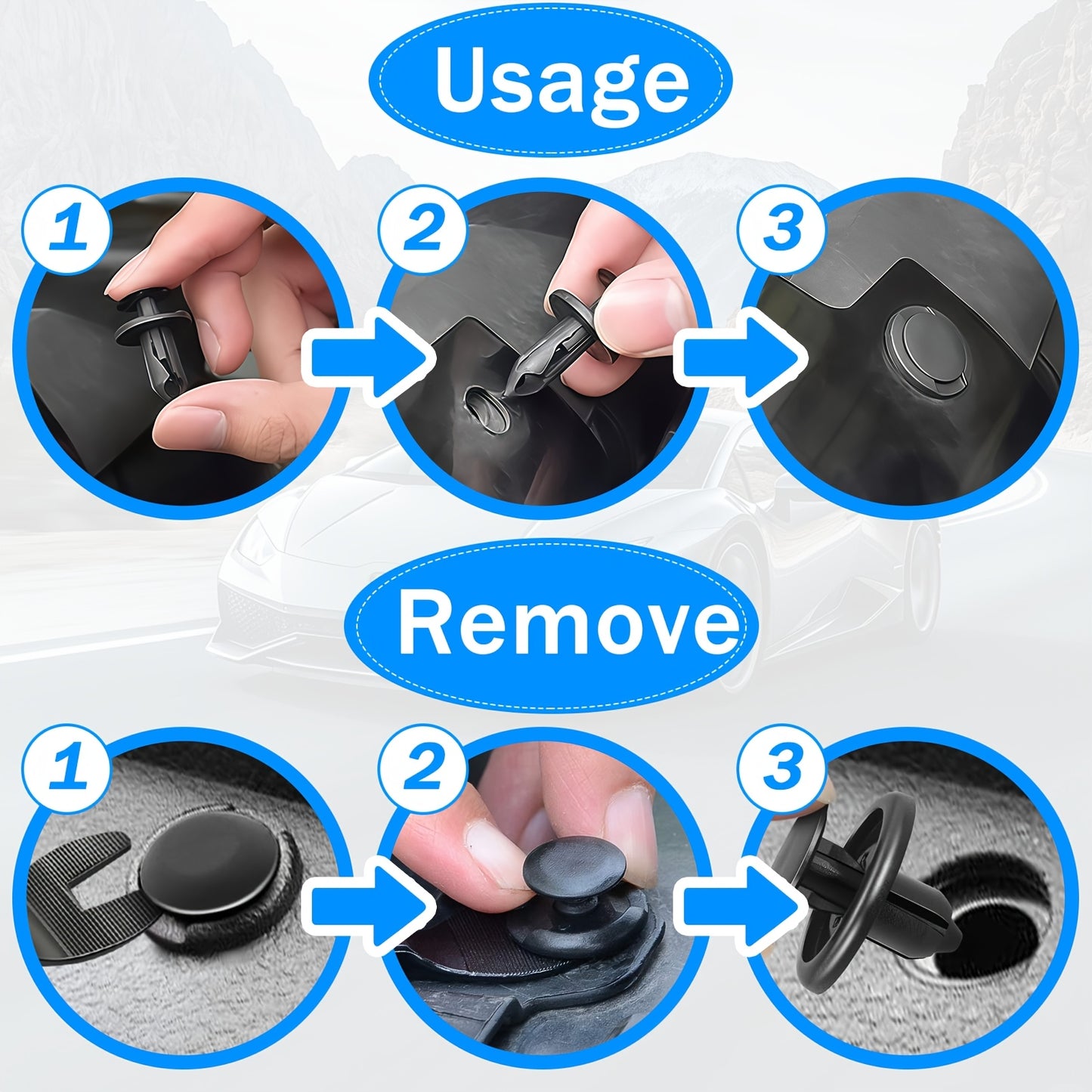 200pcs Automotive Push Pin Retainer Clips Mixed Sizes 6mm-10mm – Universal Car Bumper Fender Trim Fasteners Assortment Kit for Most Vehicle Makes