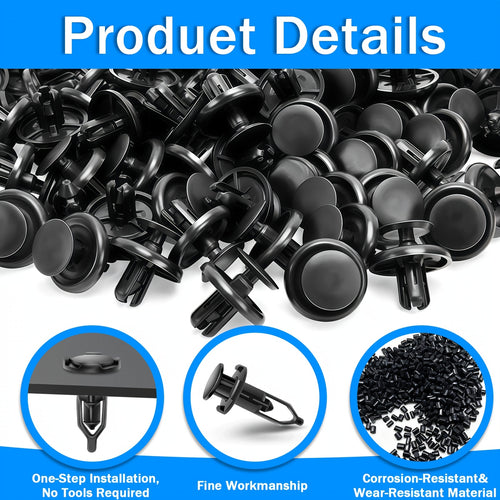 200pcs Automotive Push Pin Retainer Clips Mixed Sizes 6mm-10mm – Universal Car Bumper Fender Trim Fasteners Assortment Kit for Most Vehicle Makes