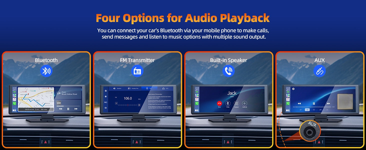 Lamtto 9.26 inch Car Stereo for Wireless Car play and Android Auto, Portable Carplay Screen for Car, with FM, GPS Navigation, AirPlay, AUX/FM, Bluetooth, Voice Control for Android 11+ (7-inch, 9-inch, and 9.26-inch models are available)
