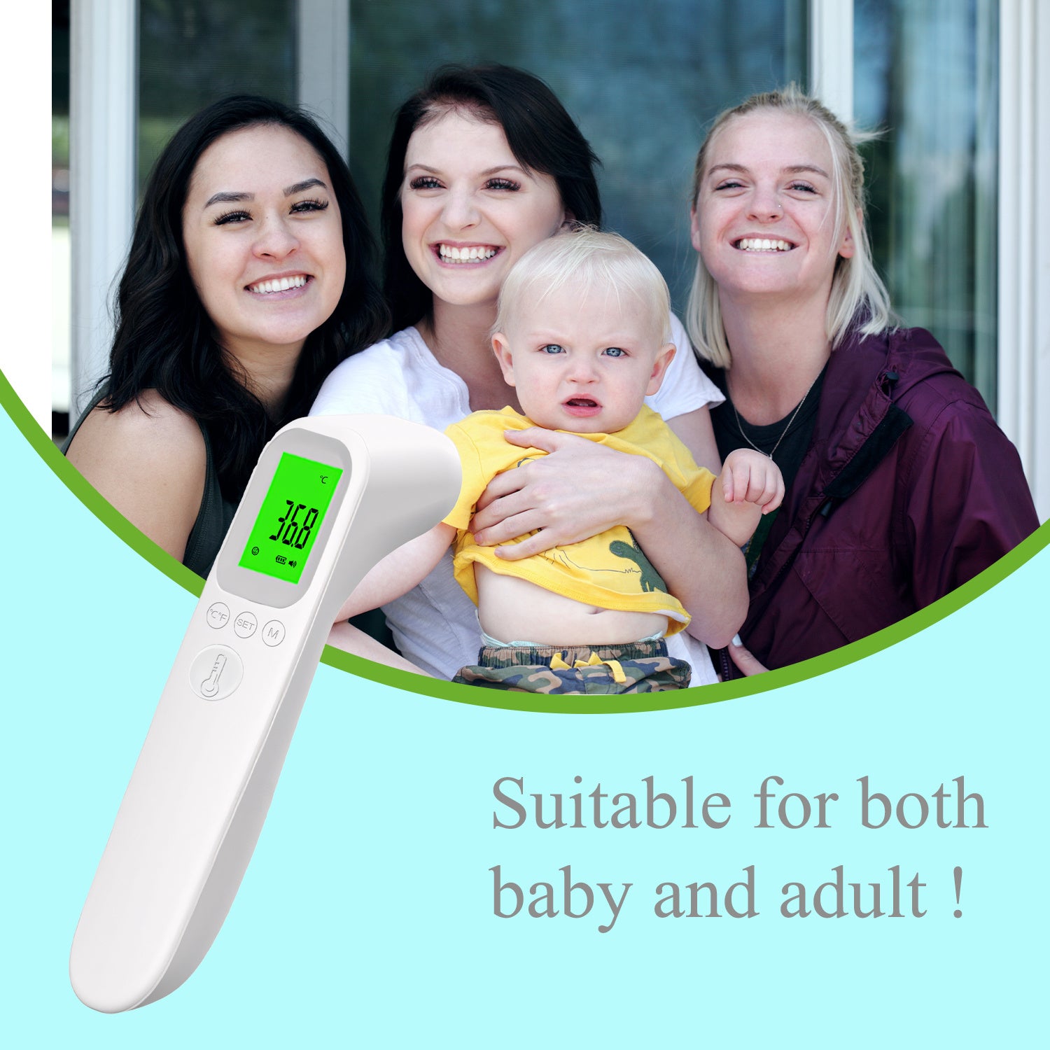 Digital Forehead Thermometer, No-Touch Infrared Fever Thermometer for Adults, Kids & Babies, Accurate Body Temperature Measurement, 1-Second Instant Reading, LCD Backlit Display, Fever Alarm Indicator, °F/°C Switchable, Memory Recall, Auto Shut-Off, Home,