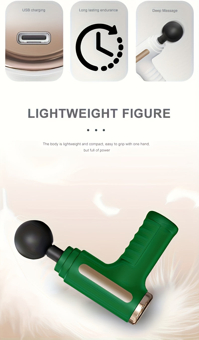 Massage Gun Deep Tissue Tapping Massager USB Rechargeable 4 Massage Heads Travel Home Use Handheld Electric Massage Body Muscles 10 Speed Fitness