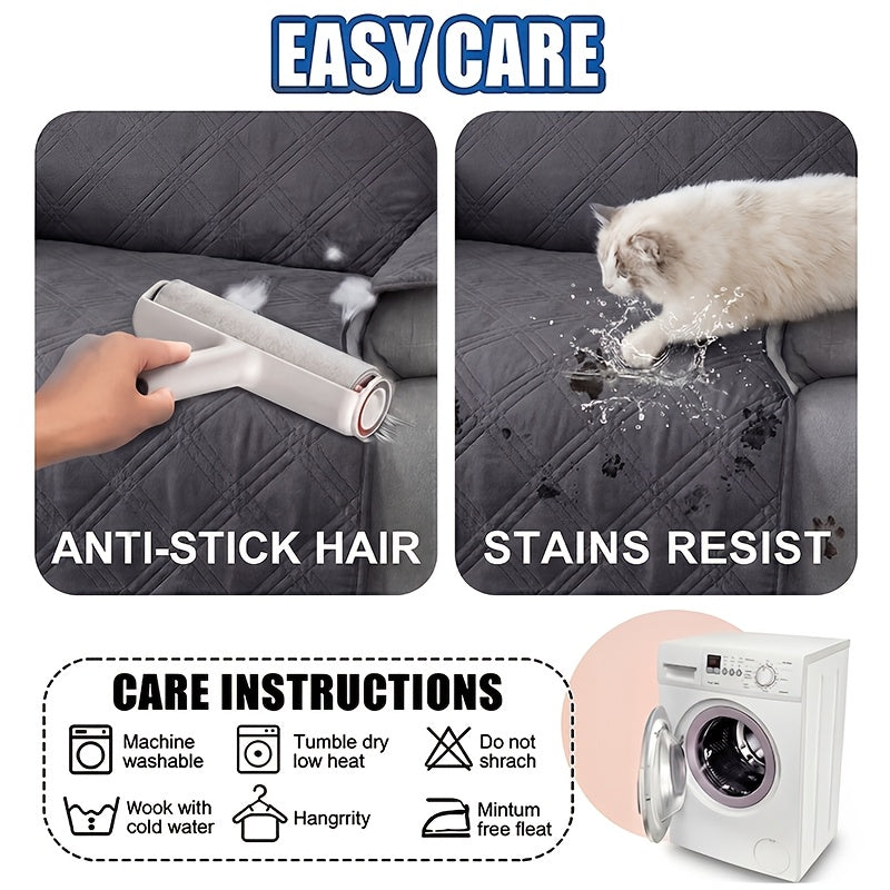 1pc High Quality Recliner Cover Sofa Cover, Quilted Sofa Recliner Cover with Pockets And Elastic Straps, Pet Scratch-Resistant Sofa Pad, Housse De Fauteuil Inclinable, Washable Furniture Protective Cover, Easy to Install, Mother's Day Home Decor.