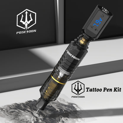 Wireless Tattoo Pen Kit for Beginners - Complete Tattoo Gun Set with LCD Display, Power Supply, 10 Cartridge Needles & 6 Color Inks - Rechargeable Cordless Tattoo Machine, Tattoo Starter Kit