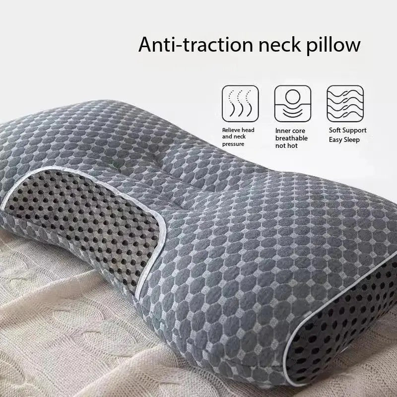 Knitted Ergonomic Pillow 1100G Filling – 9-Hour Neck Support, Hypoallergenic Removable Washable Cover, Breathable Moisture-Wicking | Bedroom Decorative Cushion for All Seasons | 1pc & 2pc | White & Grey | ShopVora CA