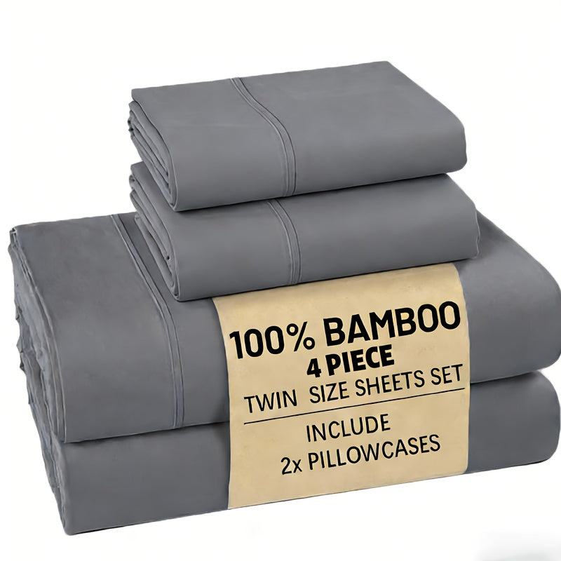[Deep Sleep] 4/6pcs BAMBOO Bed Sheet Set, Luxury Soft Hotel & Cooling Sheet Set For Hot Sleepers, 5 Star Hotel Experience Bed Sheets Sets Deep Pocket Up To 16" Breathable Bedding For Room Bedding Sheets QUEEN BED SHEETS Extra Soft