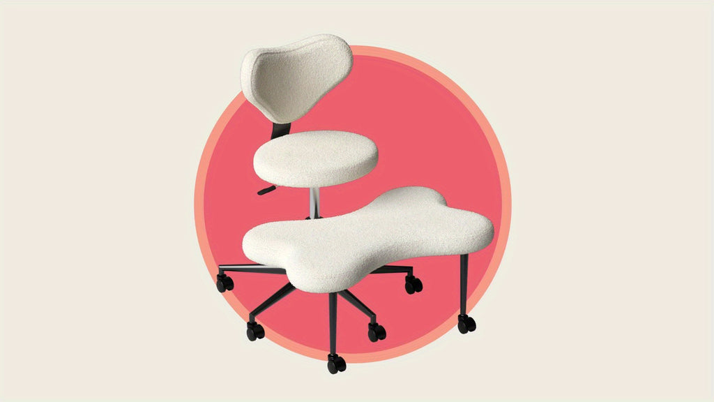 Cross Legged Chair - Meditation Chair with Wheels, ADHD Chair, Height Adjustable Seat, Adjustable Stool, Ergonomic Back Support, Flexible Design, Velvet White And PU Leather Black, Perfect Christmas Gift for Fidgety Sitters And Yoga Lover