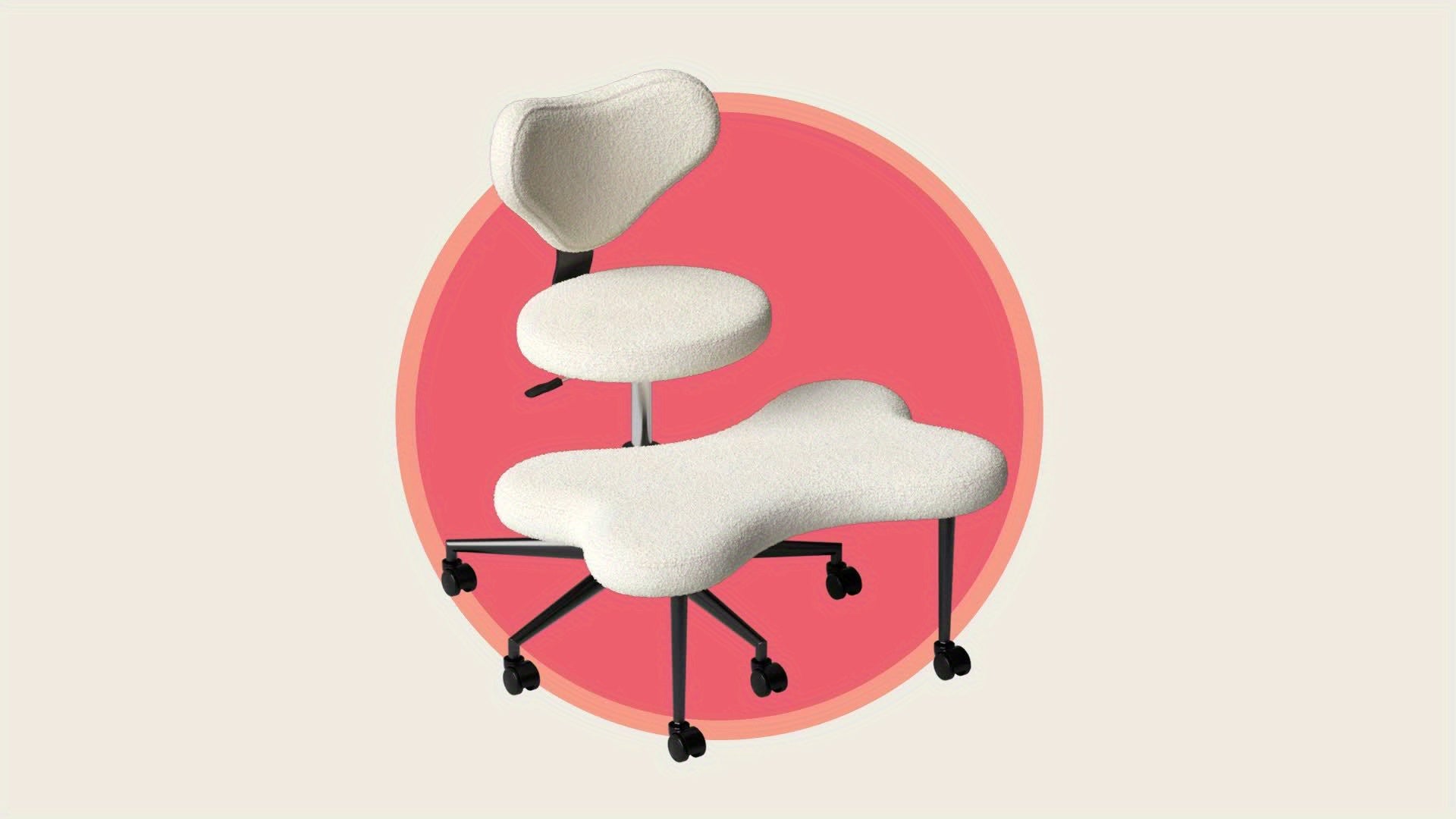 Cross Legged Chair - Meditation Chair with Wheels, ADHD Chair, Height Adjustable Seat, Adjustable Stool, Ergonomic Back Support, Flexible Design, Velvet White And PU Leather Black, Perfect Christmas Gift for Fidgety Sitters And Yoga Lover