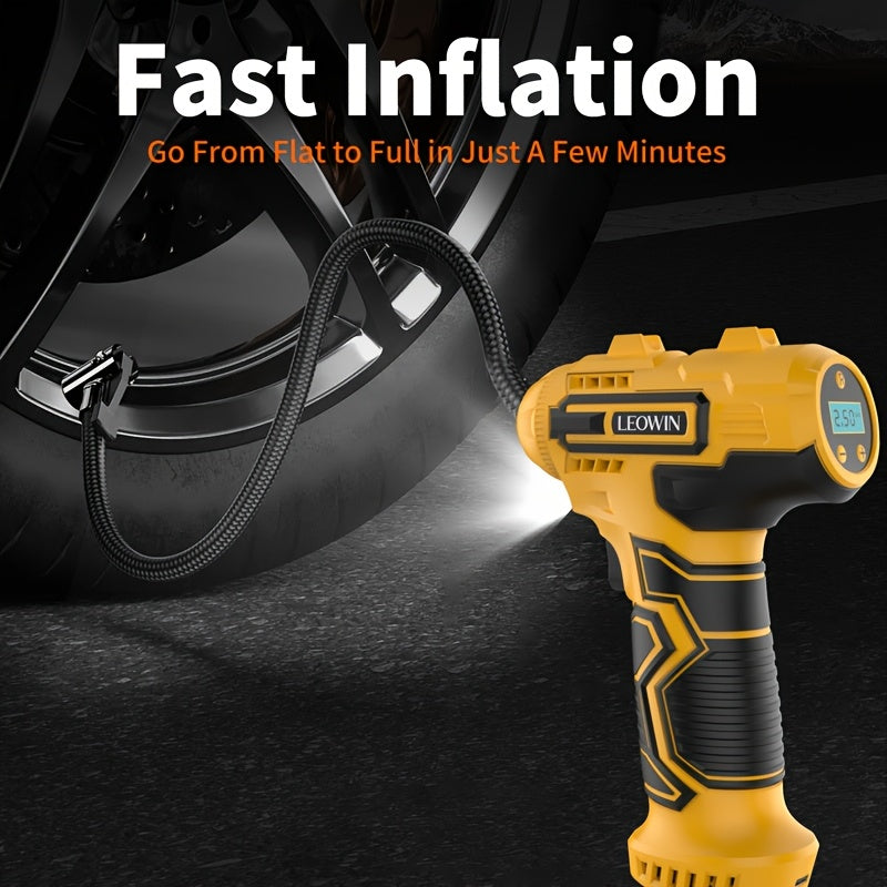 Tire Inflator Portable Air Compressor 150PSI – Cordless Auto-Shutoff Handheld Pump, Digital Pressure Gauge, LED Light, Rechargeable – Cars Motorcycles Bikes Balls Canada