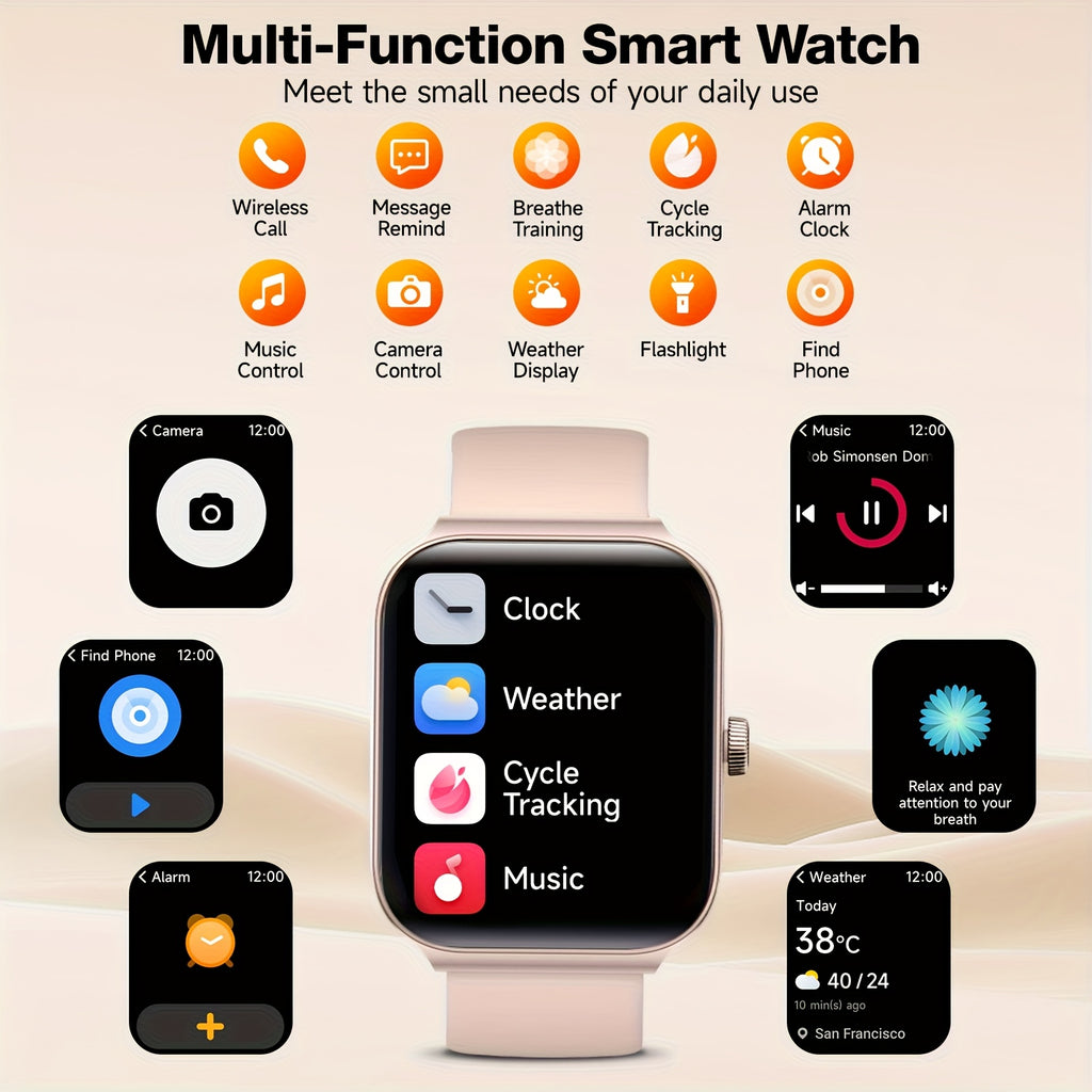 1.83" Full Touch Screen Smart Watch With Alexa For Women Men, Wireless Call, 105+ Sports Modes, 24/7 Health & Sleep Tracker, Comfort Breathable Strap, Long Battery Life, Phone Finder & Remote Camera For Android & iPhone, Practical Gifts For Holidays
