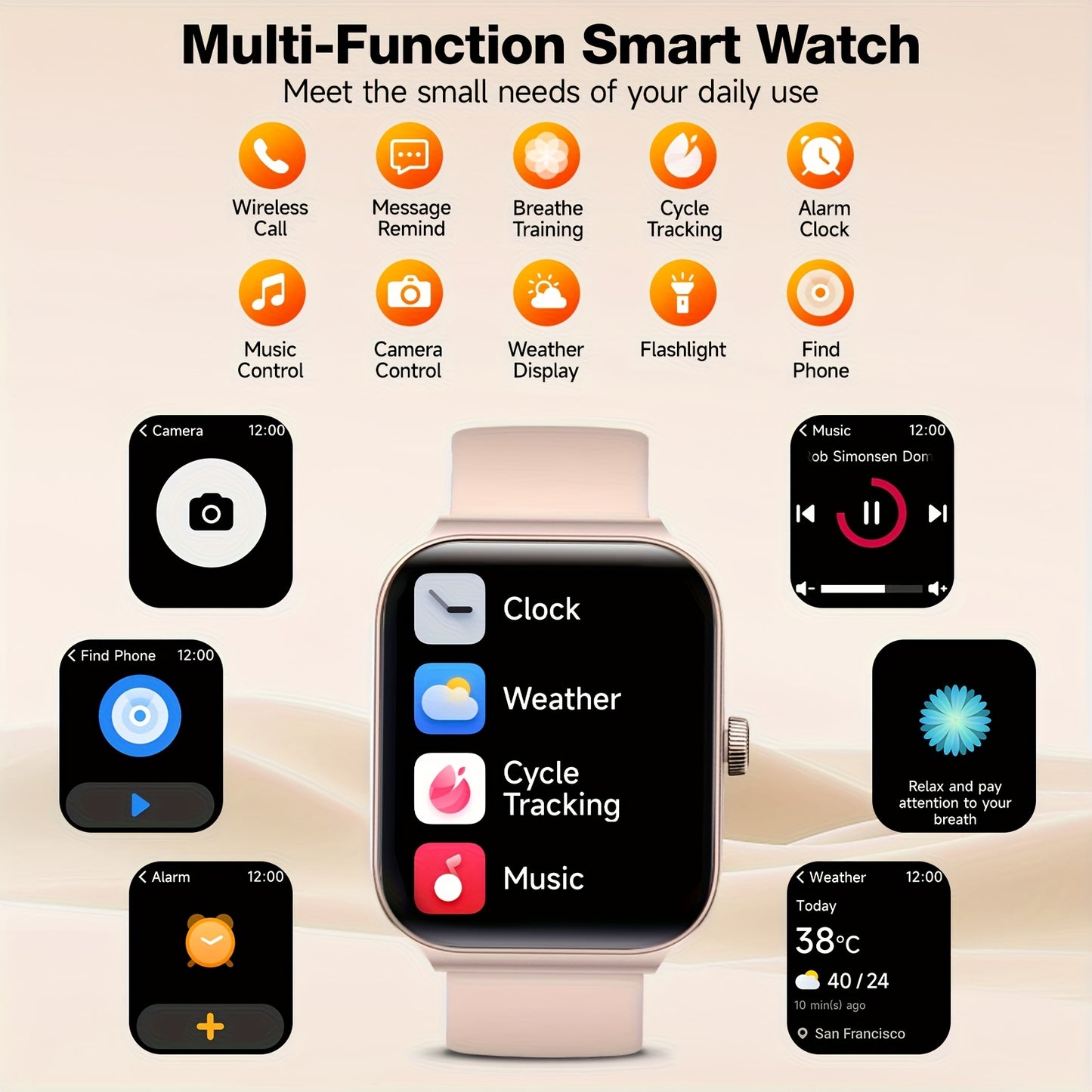 Smart Watch with Alexa & Wireless Calling – 1.83" Full Touch Screen, 105+ Sports Modes, 24/7 Health Sleep Tracker, Phone Finder, Remote Camera, Long Battery – Android & iPhone Canada