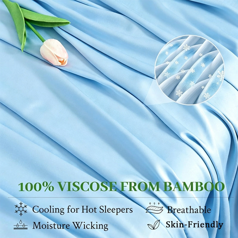 Classic 100% Bamboo-Derived Rayon Sheets - 3/4pcs Queen Sheet Set 16'' Extra Deep Pockets-Soft, Cooling, Bamboo Sheet Sets|Bedding Sheets Queen Size|Bedding Sheets & Pillowcases Twin Ful Queen King Cooling Bed Sheets for Hot Sleepers&Night Sweats