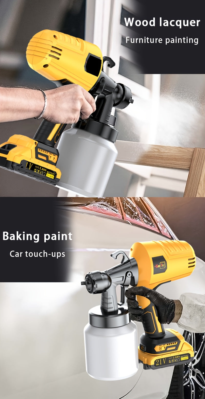 Lithium Ion Spray Paint Gun Combination, Equipped with Multiple Components for Easy Cleaning, Suitable for DIY Home, Furniture, Cabinets, Fences, Walls, Doors, and Car Repairs. It Is the Perfect Gift for Fathers or Husbands, Without Charger, Optional