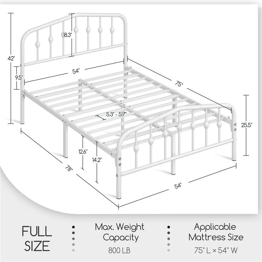 ALDEN DESIGN Bed Frame, Modern Metal Bed Frame with Arched Headboard & Foot Board, Metal Bed Frame, Spacious Under bed Storage Space, Heavy Duty Slat Support, No Box Spring Needed, Queen/Full/Twin, Black/White