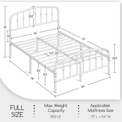 Metal Platform Bed Frame with Arched Headboard Footboard Queen Full Twin No Box Spring 800 lb Capacity Underbed Storage - ALDEN DESIGN Modern Bed, Black White, Canada