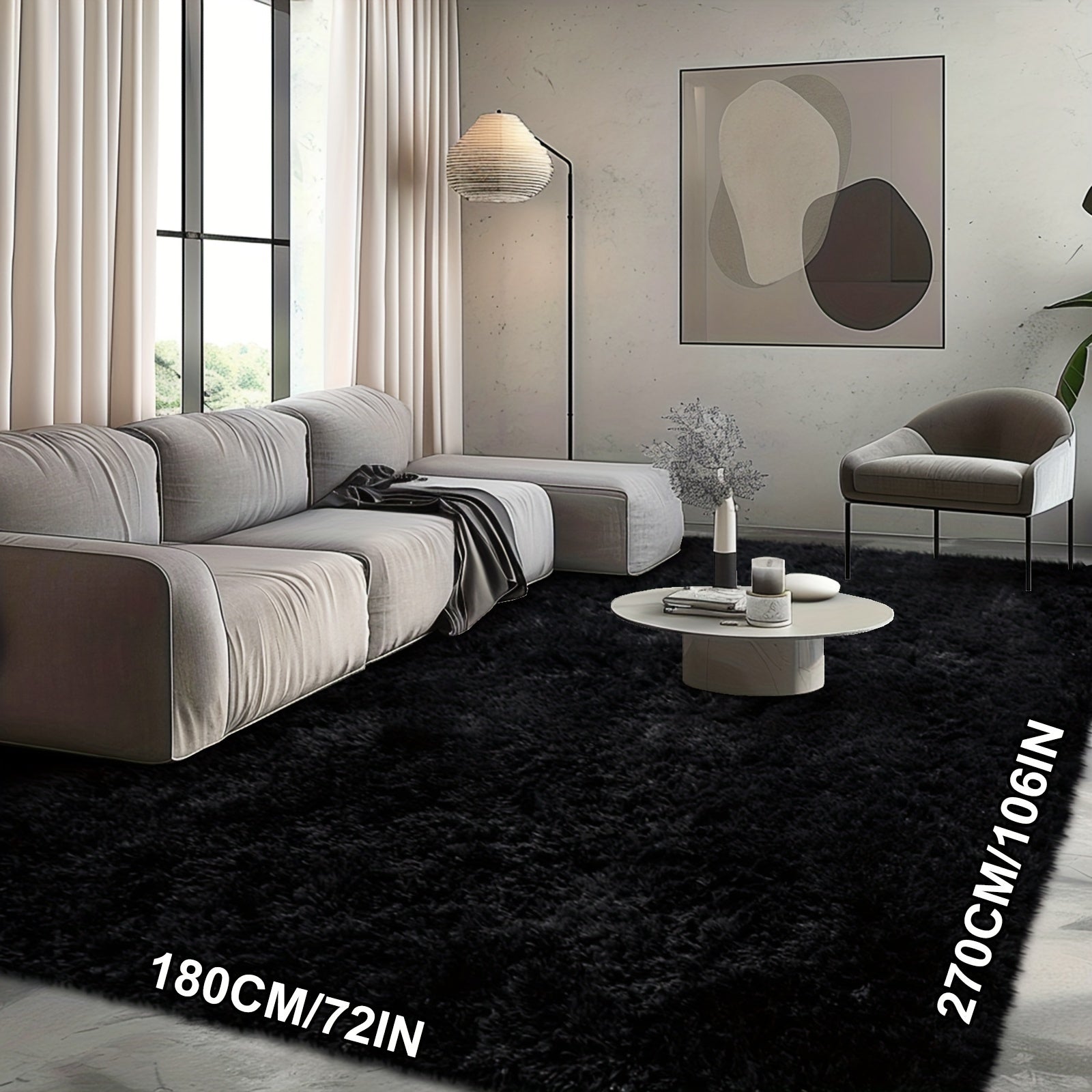 Fluffy Soft Area Rug – Luxury Non-Slip Indoor Carpet for Living Room, Bedroom & Home Decoration, Ultra-Plush Floor Rug, 7 Colours & 5 Sizes, Tie-Dye Black White Navy Blue Grey