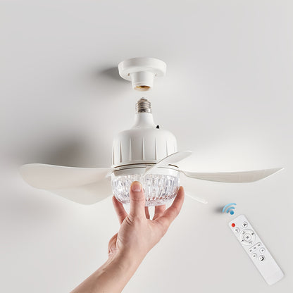 Ceiling Fan Light Bulb with Remote Control – E27/E26 Socket Fan Light, 3-Speed Dimmable LED, Plug-In Small Ceiling Fan for Kitchen Bedroom Small Rooms, No Wiring Needed | ShopVora CA