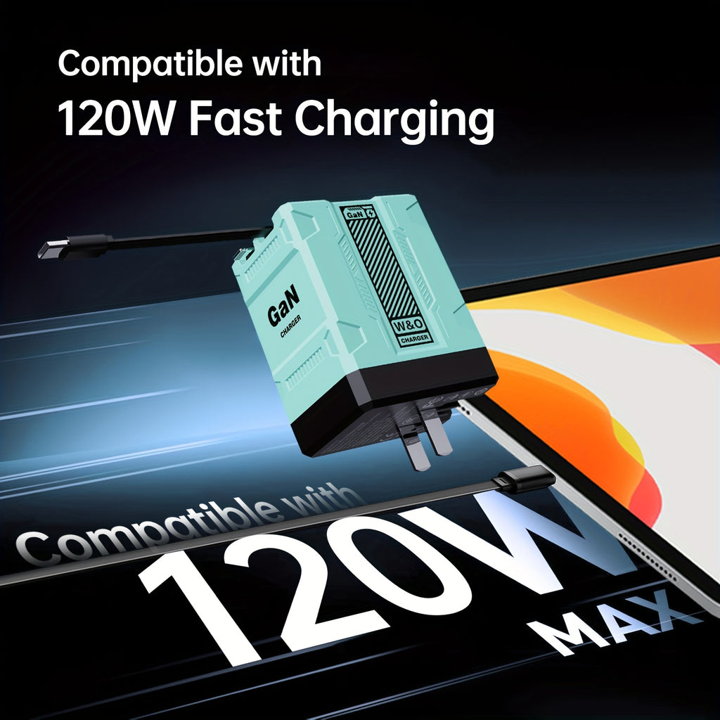 He 2025 New Charger Is Compact But Charges Super Fast. The Charging Cable Is Retractable, Convenient to Carry And Easy to Store. It's The Perfect Gift/120W Super Fast Charging, A Portable 120W Fast Charger, Three-in-one Super-fast Charging