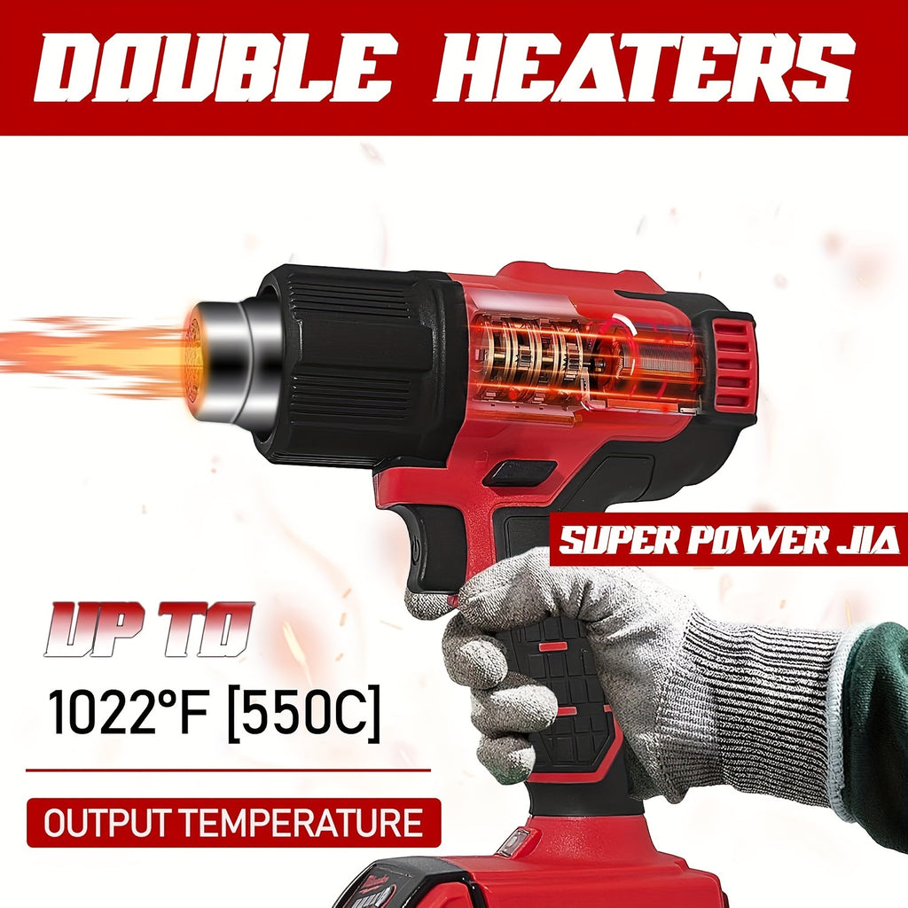 This Heat Gun Operates on an 18V Battery And Can Achieve Temperatures As High As 1022 Degrees Fahrenheit. It Features an LCD Screen for Displaying The Temperature And Comes with Four Nozzles That Are Ideal for Different Crafting. Please Note That Th
