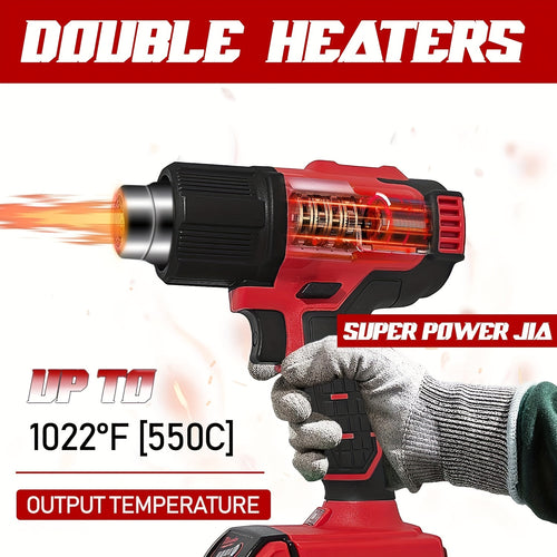 18V Cordless Heat Gun with LCD Screen, Up to 1022°F, 4 Nozzles for Shrink Wrap Crafting Paint Stripping Pipe Thawing DIY Projects (Battery Not Included)
