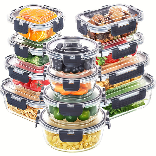 Fresh Box 24pcs (12 Lids And 12 Boxes) Removable Glass Fresh Box Multi-Spec Bento Box Leakproof Refrigerated Sealed Lunch Box