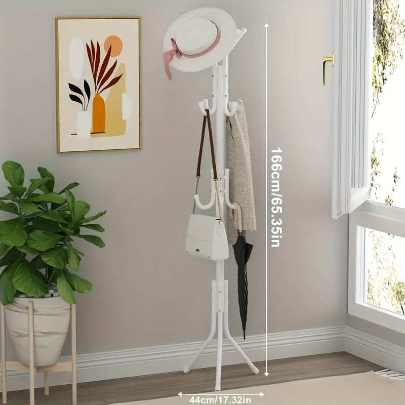 Black Freestanding Coat Rack with 9 Hooks – Adjustable Metal & Plastic Garment Organizer for Office, Dressing Room, Bedroom, Classroom, Living Room, Bathroom, Hallway – Easy Assembly, Entryway Organizer | Minimalist Design | Durable Construction, Clothes