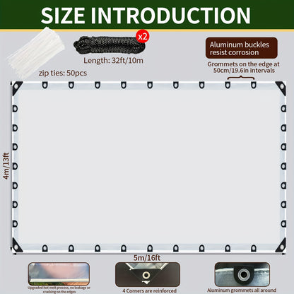 Heavy Duty Waterproof Tarp Cover – Snow & Wind Resistant, Hot Melt Reinforced Edges, Tear-Proof, Multiple Sizes for Garden Fence, Patio, Vehicle, Chicken Enclosure & Outdoor Protection | Canada