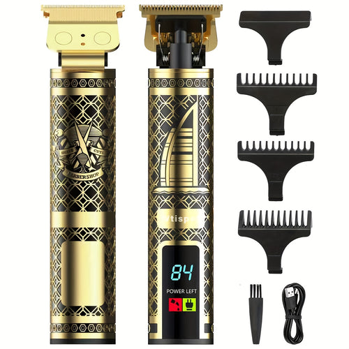 Cordless Hair & Beard Trimmer Set for Men 3pcs - LED Display, USB Rechargeable, Precision Grooming Kit with Multiple Attachments, Perfect for Travel & Holiday Gifts